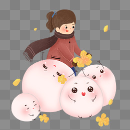 卡通可爱元宵节元宵汤圆插画