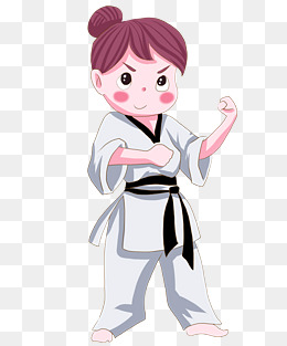 练习武术的卡通小女孩