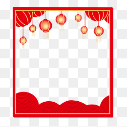 新年红色灯笼边框插画