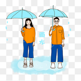 雨水节气潮服情侣撑伞上街双人街拍