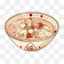 大寒卡通女孩吃八宝粥png素材