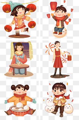 元宵节人物插画合集