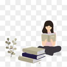 招聘读书的小女孩插画
