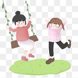 立春女孩荡秋千插画