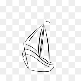 简约线条黑白古朴小船