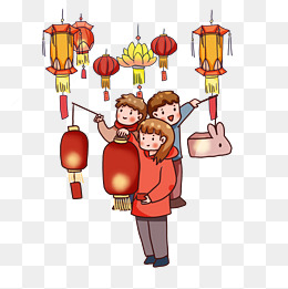 卡通花灯节逛灯会