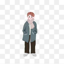 手绘卡通小男孩元素