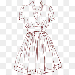 手绘线描连衣裙插画