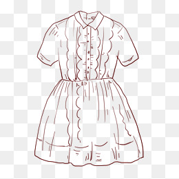 手绘线描连衣裙插画