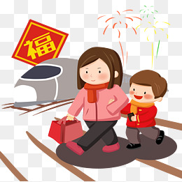 新年走亲戚人物插画