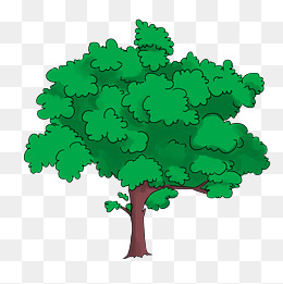 绿色手绘植物大树元素