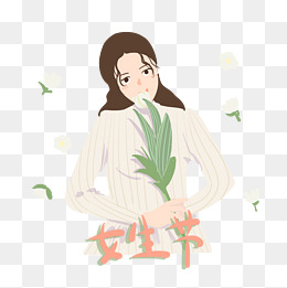 7女生节小清新手绘插画