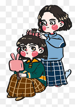 女生节好朋友闺蜜一起去郊游野餐卡通人物