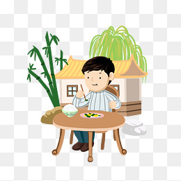 吃饭的小男孩插画