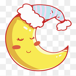 黄色月亮睡觉插画