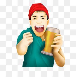 拿着酒杯进酒的男青年免抠图