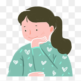 托着下巴的可爱小女生免抠图
