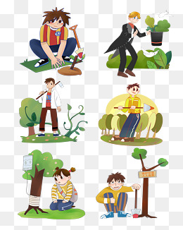 植树节人物插画合集