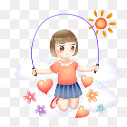 跳绳健身的小女孩