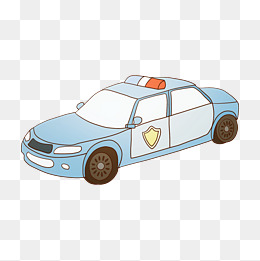 蓝色警车卡通插画
