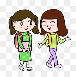 卡通女孩上学开学季