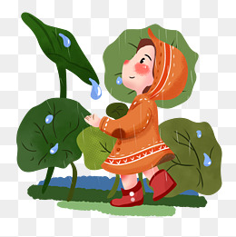 谷雨淋雨的小女孩