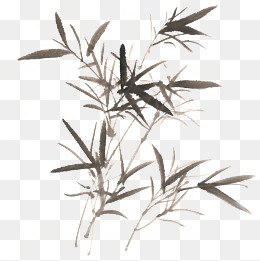清竹水墨画png免抠素材