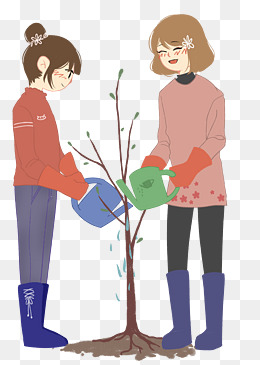 植树节浇水插画装饰