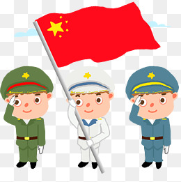 中国军人手持国旗敬礼