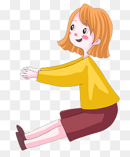 坐着的卡通女孩素材