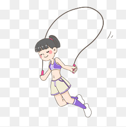 跳绳健身的女孩png