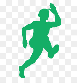 奔跑跨栏的运动员剪影绿色矢量
