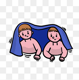 卡通矢量免抠可爱两个趴着的婴儿宝宝