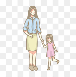 母亲节母亲怀抱女儿插画免抠元素下载