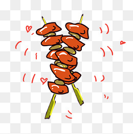 美味的烤肉烤串插画