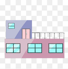 卡通长方形房屋插图