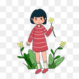 夏天小清新女孩手绘插画