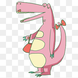 可爱的粉色恐龙插画