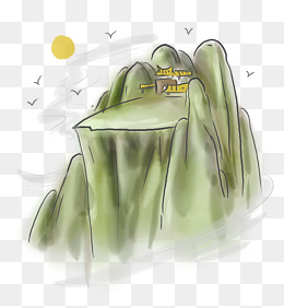中国风山顶上的寺庙