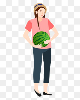 抱西瓜的女孩