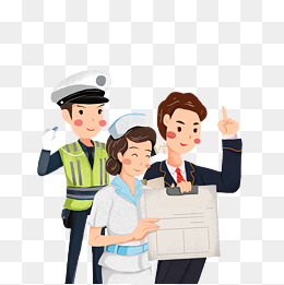 卡通警察和医生免抠图