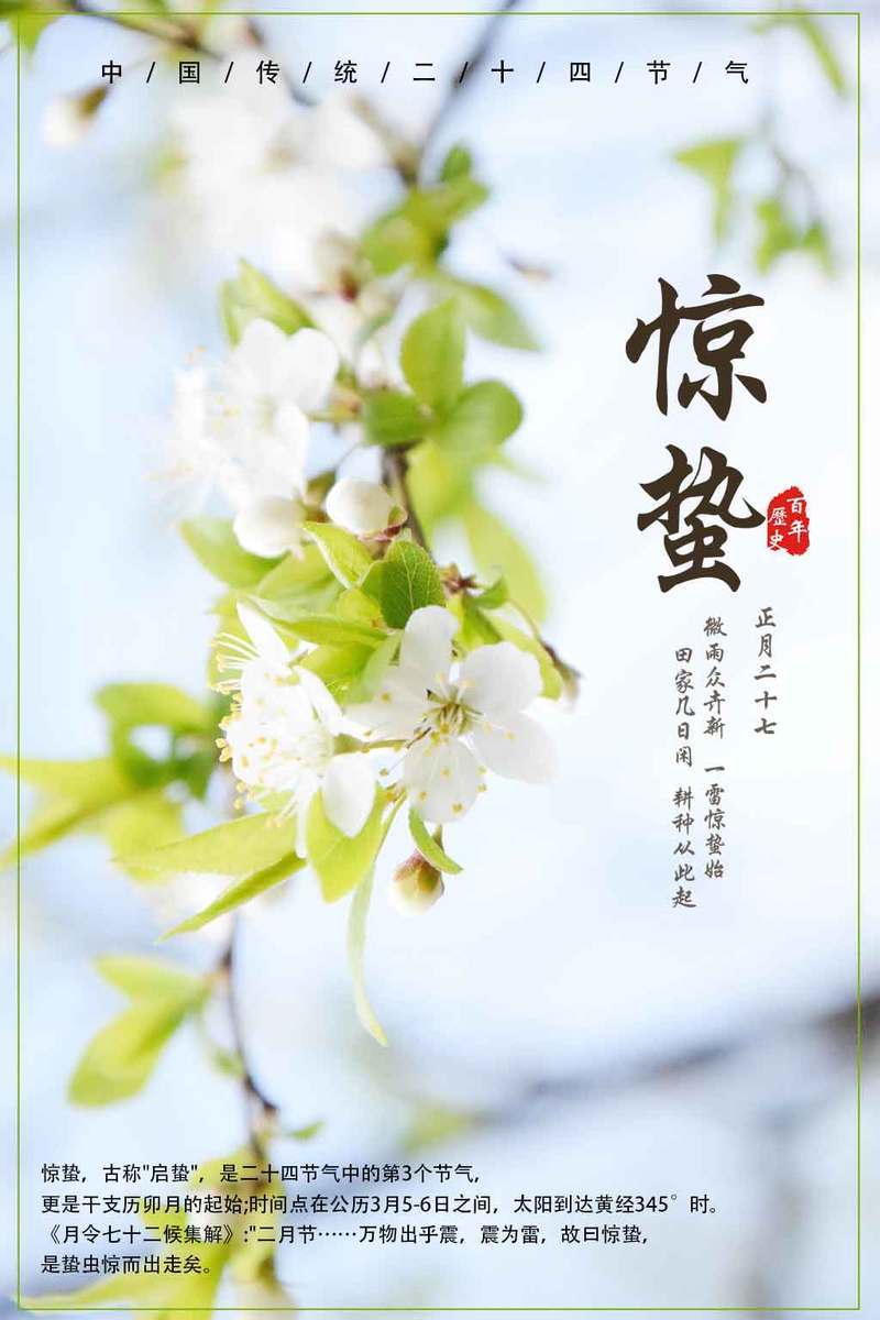 二十四节气惊蛰绿色清新商业配图