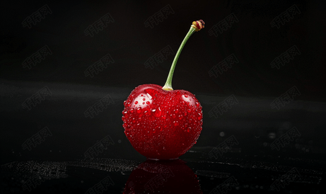 成熟的樱桃浆果被孤立在黑色背景中