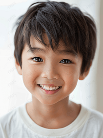 亚洲男孩微笑着蛀牙