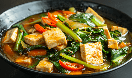 绿咖喱豆腐蔬菜食品