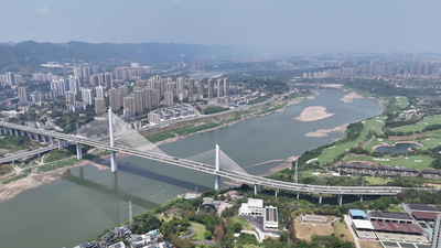 重庆双碑嘉陵江大桥航拍素材
