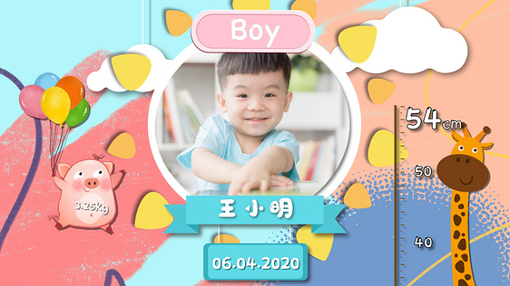 原创小清新儿童卡通生日相册AE模板生日快乐生日宴宣传片
