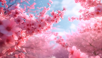 春天春季桃花粉色花瓣飘落AI视频素材