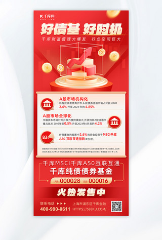 发布会方案海报模板_新债基发布 金币金融元素红金色3d简约海报平面海报设计