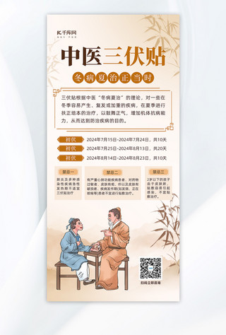 中医临床海报模板_三伏贴中医浅黄色古风海报海报模板